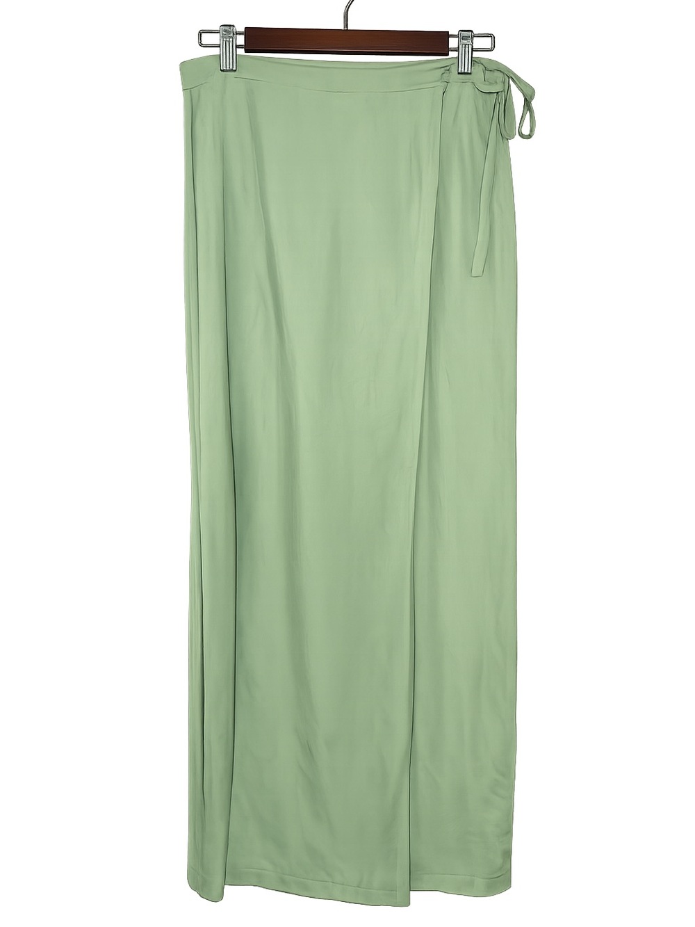 Stonebridge 100% Silk Sage Green Wrap Midi Skirt | Tie Waist | Quiet Luxury - Picture 2 of 11